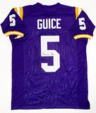 Derrius Guice Autographed Purple College Style Jersey- JSA Witness Auth