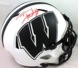 TJ Watt Signed Wisconsin Badgers Lunar Speed F/S Helmet- Beckett W Hologram *Red