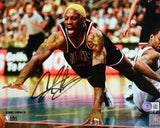 Dennis Rodman Autographed Chicago Bulls 8x10 Diving Photo - Beckett W Hologram