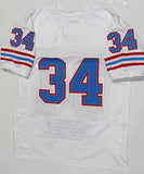 Earl Campbell Autographed White Pro Style Stat-1 Jersey With HOF- JSA W *Black