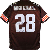 Jeremiah Owusu-Koramoah Autographed Brown Pro Style Jersey w/ Insc-BA W Hologram