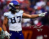 TJ Hockenson Autographed Vikings 8X10 Pointing Photo- Beckett W Hologram *White