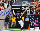 JJ Watt Autographed Houston Texans 8x10 Back View Horizontal Photo- JSA W *Blue