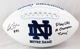 Cole Kmet Signed Notre Dame Fighting Irish Logo Football w/Insc - Beckett W Auth