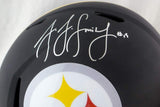 JuJu Smith-Schuster Autographed Steelers F/S Flat Black Helmet- JSA W Auth *Silv