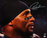 Ray Lewis Signed Ravens 16x20 HM Face Close Up Photo - Beckett W Auth *White