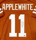 Major Applewhite Autographed Orange College Style Jersey w/Hook Em- JSA Auth *R1