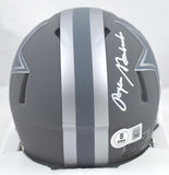 Roger Staubach Autographed Cowboys Slate Speed Mini Helmet-Beckett W Hologram White