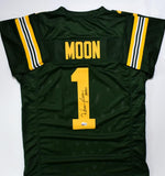 Warren Moon Autographed Green Pro Style Jersey w/ HOF- Beckett W Hologram *Black