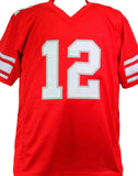 Randall Cunningham Autographed Red College Style Jersey- Beckett W *Black