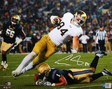 Cole Kmet Signed Notre Dame Catch Vs Navy 16x20 HM Photo- Beckett W *White