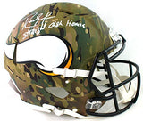 Randy Moss Signed Minn Vikings F/S Camo Authentic Helmet w/Insc - Beckett W Auth