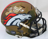 Champ Bailey Signed Denver Broncos Camo Speed Mini Helmet- Beckett W Auth *White