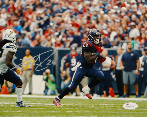 Lamar Miller Autographed *Silver Texans 8x10 Against Chargers Photo- JSA W Auth