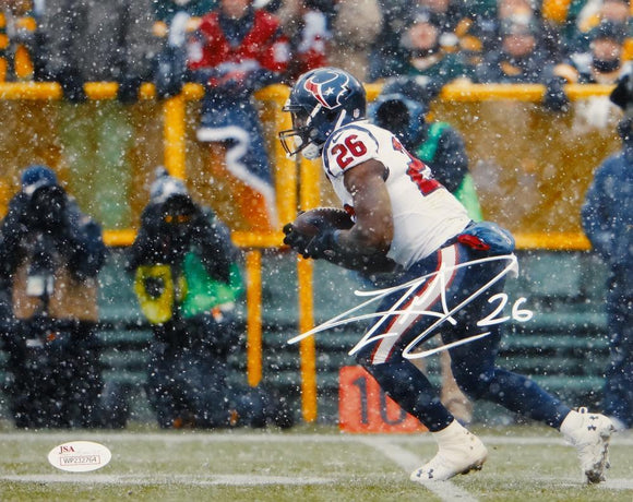 Lamar Miller Signed Houston Texans 8x10 Running In Snow Photo- JSA W Auth *Right