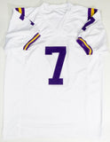 Leonard Fournette Autographed White College Style Jersey- JSA W Authenticated