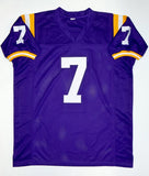 Leonard Fournette Autographed Purple College Style Jersey- JSA Authenticated