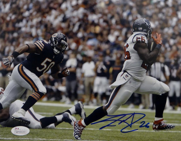 Lamar Miller Autographed *Blue Houston Texans 8x10 Running Photo- JSA W Auth