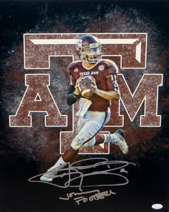 Johnny Manziel Autographed 16x20 A&M Logo Photo W/ Johnny Football- JSA W Au