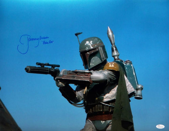 Jeremy Bulloch Signed Star Wars Boba Fett Blue Background 16x20 Photo JSA W Auth