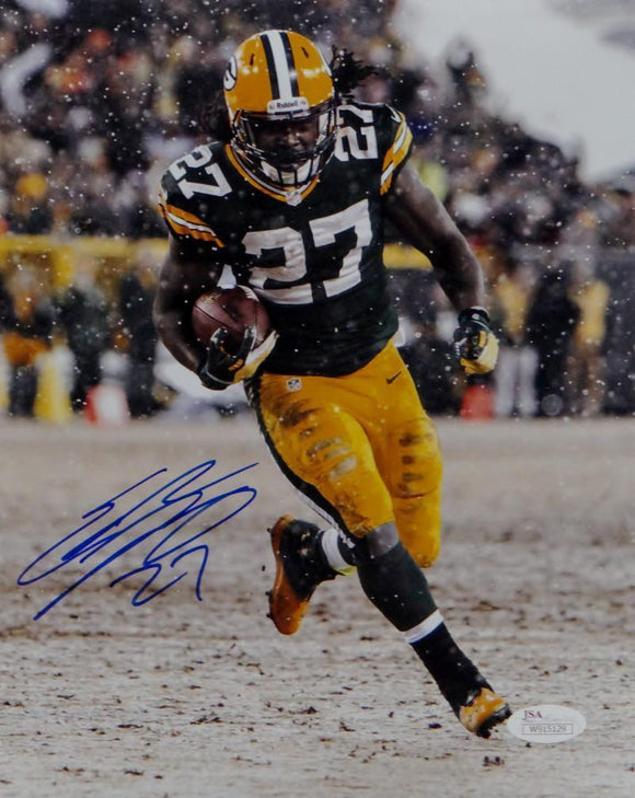 Eddie Lacy Autographed *Blue Green Bay Packers 8x10 In Snow Photo- JSA W Auth