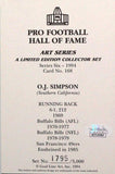 O.J. Simpson Autographed Buffalo Bills Goal Line Art Card w/ HOF- JSA Witnessed