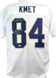 Cole Kmet Autographed White College Style Jersey w/ PLACT - Beckett W *Silver