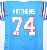 Bruce Matthews Autographed Blue Pro Style Jersey w/HOF - Prova *Black