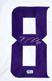 TJ Hockenson Autographed White Pro Style Jersey - Beckett W Hologram *Silver