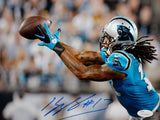 Kelvin Benjamin Signed Carolina Panthers 8x10 Reaching for Pass Photo JSA W Auth