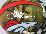 Terrell Davis Autographed Broncos Camo Mini Helmet w HOF- Beckett W *White