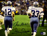 Roger Staubach Tony Dorsett Signed Cowboys 8X10  Back Photo-Beckett W Hologram