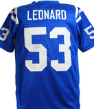 Darius Leonard Autographed Blue Pro Style Jersey- Beckett W *Black