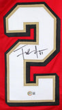 Frank Gore Autographed Red W/ Black & Gold Pro Style Jersey-Beckett W Hologram