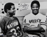 Tony Dorsett Earl Campbell Autographed HOF 16x20 B&W Smiling Photo- Beckett Auth