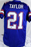 Fred Taylor Autographed Blue College Style Jersey- Beckett W Hologram *Black