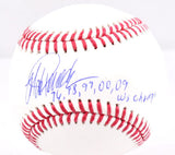 Jorge Posada Signed Rawlings OML Baseball w/96,98,00,09 WS Champs-Beckett W Holo