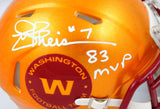 Joe Theismann Signed WFT Flash Speed Mini Helmet w/83 MVP-Beckett W Hologram