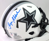 Roger Staubach Autographed Dallas Cowboys Lunar Speed Mini Helmet- Beckett *Blue