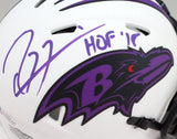 Ray Lewis Signed Baltimore Ravens  Lunar Mini Helmet w/ HOF- Beckett W *Purple