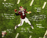 Johnny Manziel Signed Texas A&M 16x20 Aerial Pass PF Photo W/ Insc- Beckett Auth