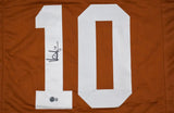 Vince Young Autographed Orange College Style STAT Jersey - Beckett W Hologram