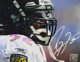 Ray Lewis Autographed Baltimore Ravens 8x10 Close PF Photo- Beckett Auth *White