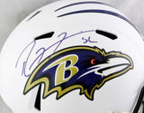 Ray Lewis Autographed Ravens F/S Flat White Speed Helmet- Beckett W Auth *Purple