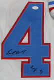 Earl Campbell Autographed White Pro Style Stat-1 Jersey With HOF- JSA W *Black