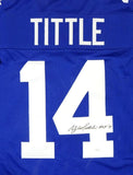 Y.A. Tittle Autographed Blue Pro Style Jersey W/ HOF- JSA W Authenticated *M4