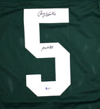 Paul Hornung Autographed Green Pro Style Jersey w/HOF - Beckett *Black