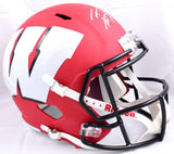 TJ Watt Autographed Wisconsin Badgers Amp Speed F/S Helmet- Ba W Holo *Silver