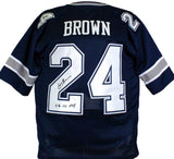 Larry Brown Autographed Blue Pro Style Jersey W/ SB MVP- JSA W *Black