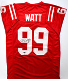 JJ Watt Autographed Red College Style Jersey-Beckett W Hologram *Black